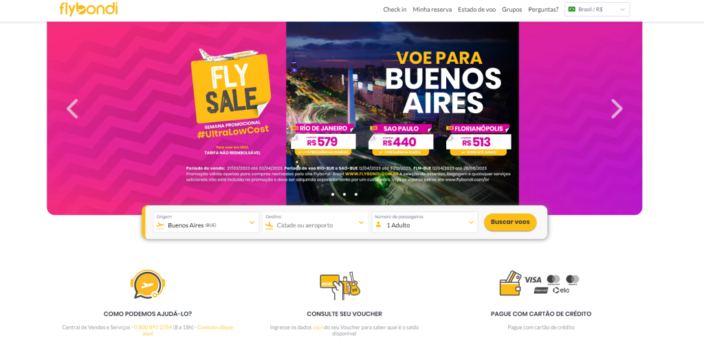 Acesse e encontre voos para Buenos Aires (fonte: Flybondi)